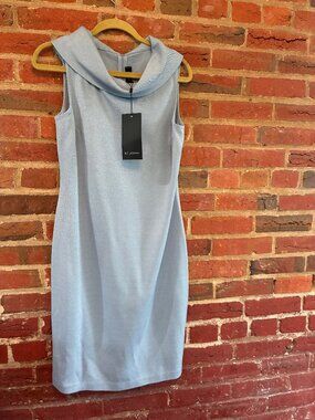 St. John's Blue Cowl Neck Dress Brand New